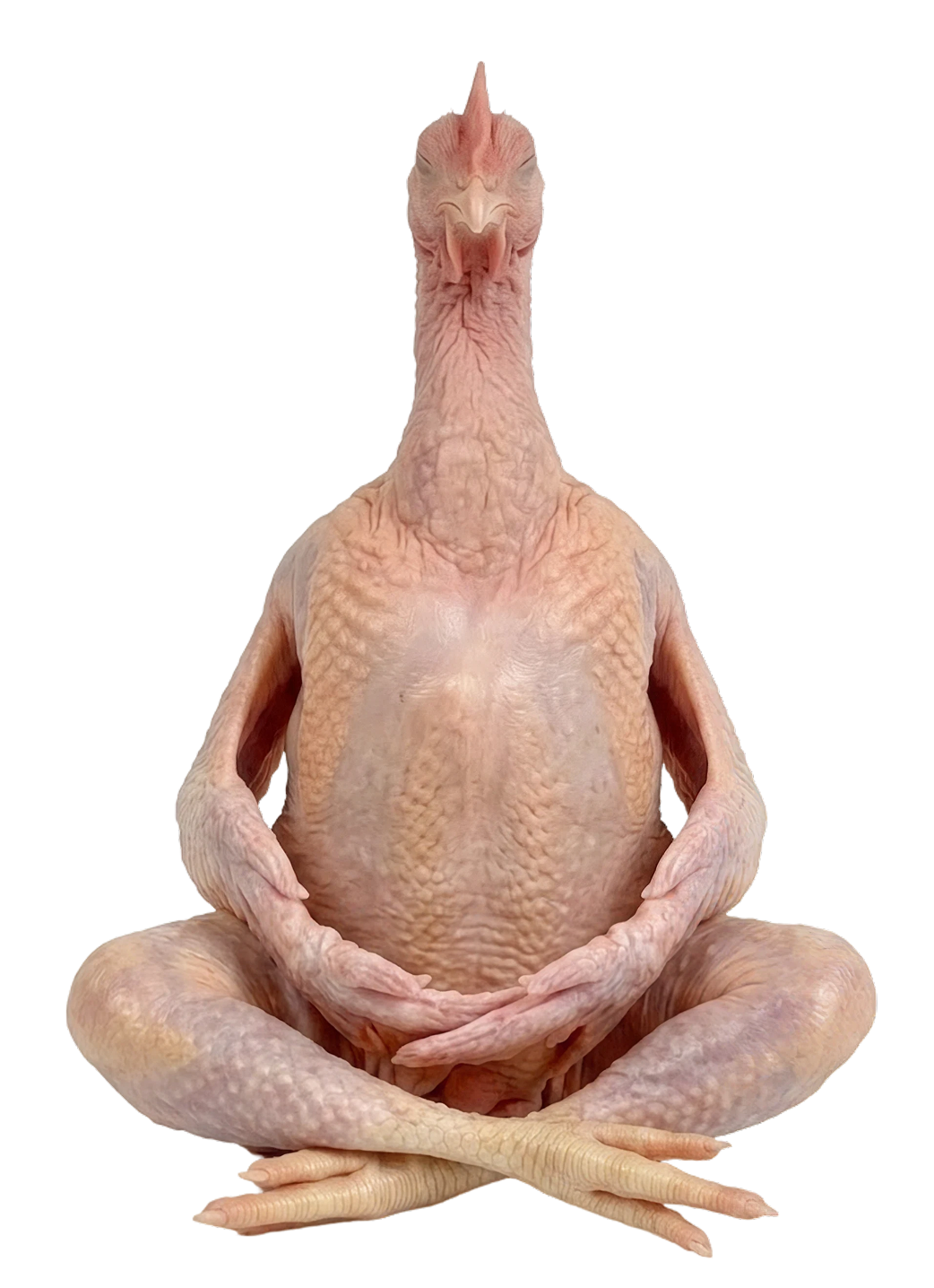 Plucked chicken performing Diamond Lotus